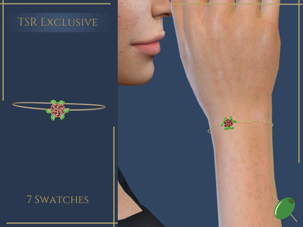 Sims 4 — Briar Bracelet by Pitted0live — Chain bracelet with a gemstone rose Custom catalog image