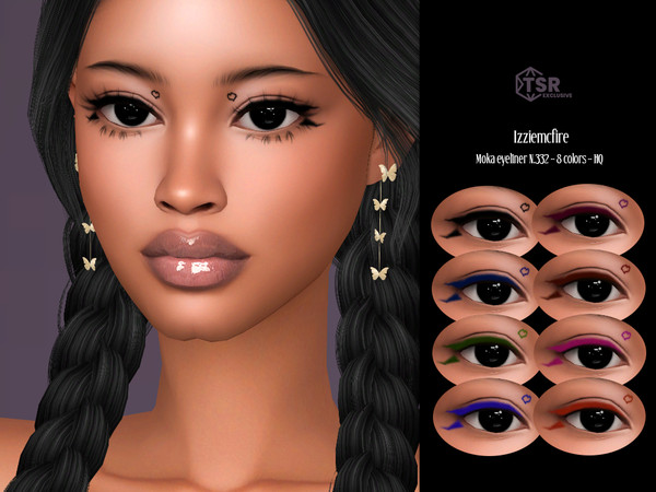 Sims 4 — IMF Moka Eyeliner N.332 by IzzieMcFire — Moka Eyeliner N.332 contains 8 colors in hq texture.
