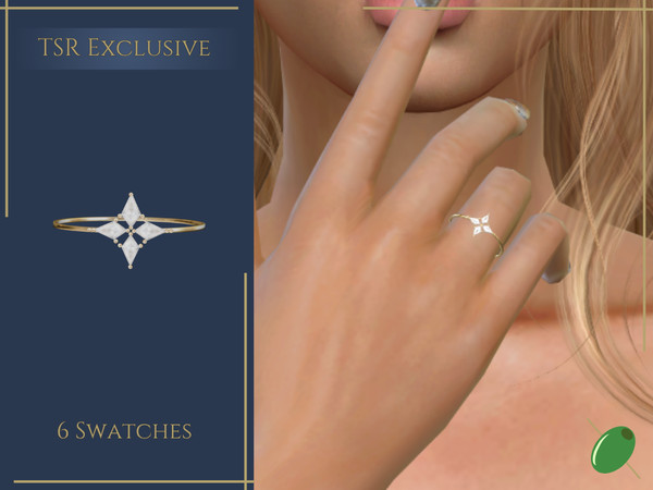 Sims 4 — Wilma Ring by Pitted0live — Dainty ring with kite cut diamonds Custom catalog image
