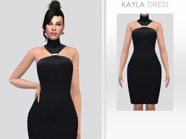 Sims 4 — Kayla Dress by Puresim — Black Dress for female sims.