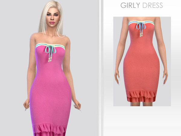 Sims 4 — Girly Dress by Puresim — Female dress in 2 swatches