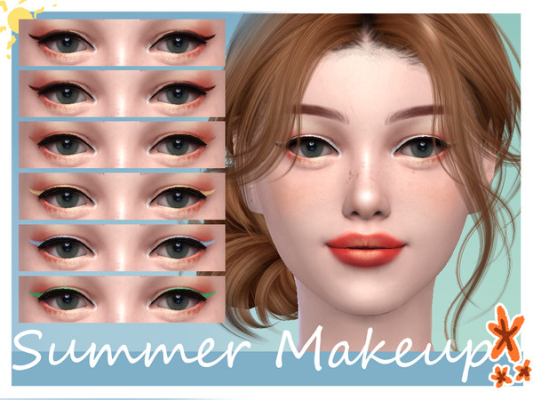 Sims 4 — Summer Makeup - Eyeliner by LaKitten — Eyeliner in different colors for summer makeup