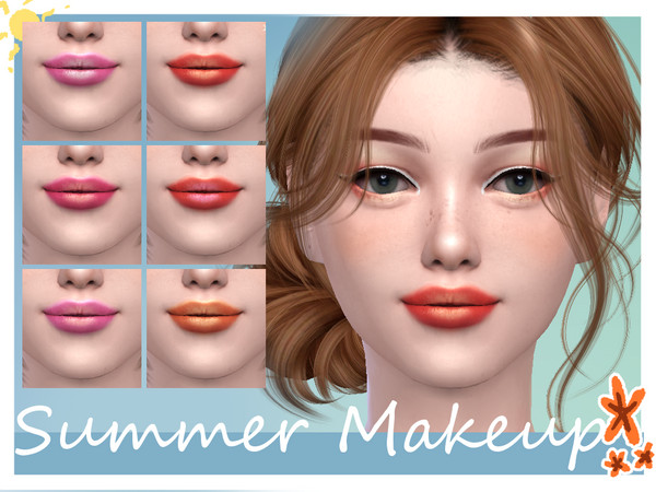 Sims 4 — Summer Makeup - Lipstick by LaKitten — Pink, orange and red lipstick for summer makeup.