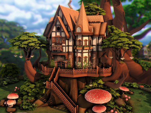Sims 4 — Fairy Tree House (NO CC) by plumbobkingdom — At the top of a centuries-old tree, this charming fairy house with