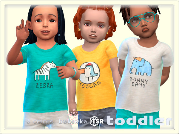 Sims 4 — Sunny Days Shirt by bukovka — Cute T-shirt for toddlers of both sexes: boys and girls Installs independently,