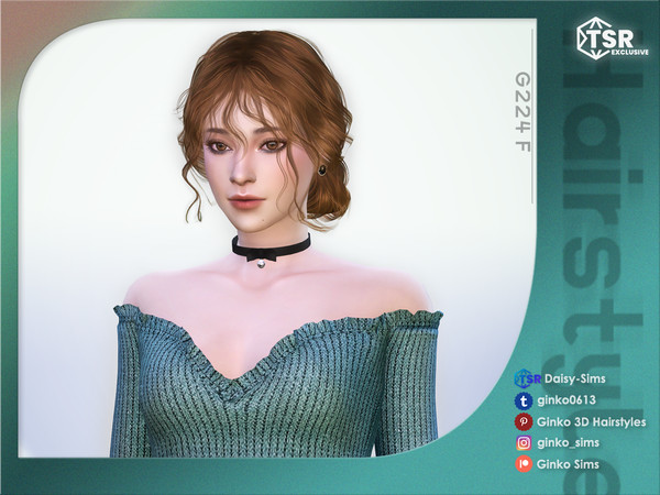 Sims 4 — Wavy Low Bun Hair - Ginko 224 by Daisy-Sims — 21 base colors + 9 ombre colors