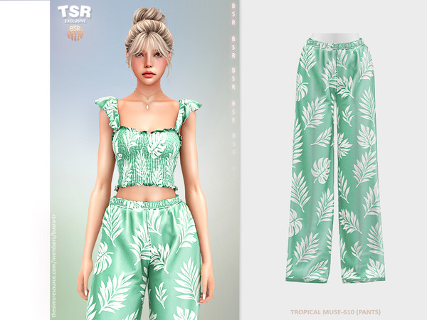 Sims 4 — TROPICAL MUSE-610 (PANTS) BD1557 by busra-tr — 10 colors Adult, Elder, Teen, Young Adult