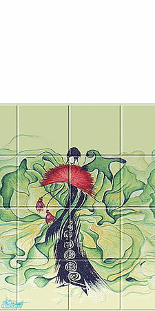 Sims 2 — Gesha - Individual Item by Lorah — Nutmeg, red, white, midnight blue, forest green paint with olive tile.