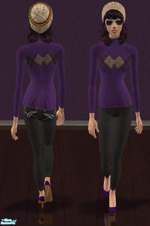 Sims 2 — High Street - Argyle Turtleneck by pretty_baby — 5 Outfits for your lady. Mesh required by me. I dont really