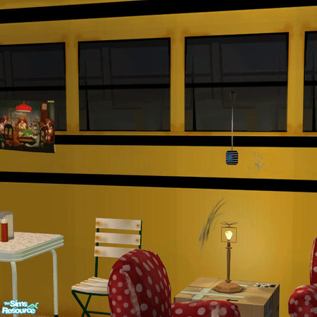 Sims 2 — Fly Squisher Squished Blue - #337359 by DOT — Fly Squisher Squished Blue *GET MESH* Yellow Bus Living. Yellow