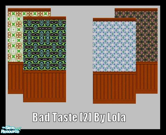 Sims 2 — Bad Taste Wallpaper [2] by Lola — A Set Of 'Bad Taste' Wallpaper, in Various Hideous Patterns, But At Only $1,