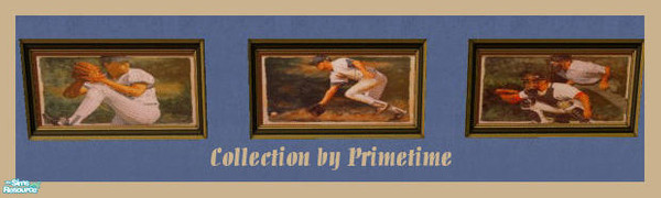 Sims 2 — Primtime's Oil Fantasy Baseball by Primetime024 — This set includes 3 Baseball prints. They are all done on the