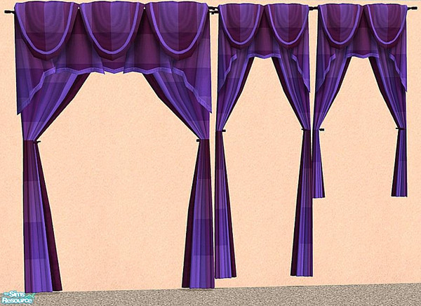 Sims 2 — NK Plaid Inspired Curtains-Purple Lights by MoMama — Purple Lights plaid curtains for your long and short