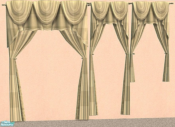 Sims 2 — NK Plaid Inspired Curtains-Pale Yellow by MoMama — Pale Yellow plaid curtains for your long and short windows.