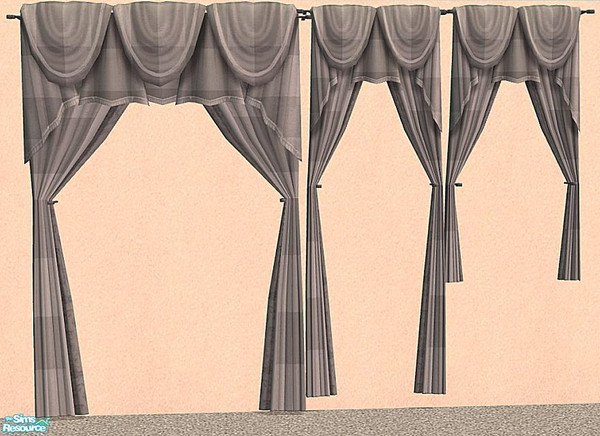 Sims 2 — NK Plaid Inspired Curtains - Light Grey by MoMama — Light Grey plaid curtains for your long and short windows.