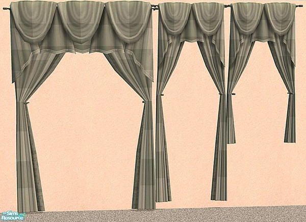 Sims 2 — NK Plaid Inspired Curtains - Drab Green by MoMama — Drab Green plaid curtains for your long and short windows.