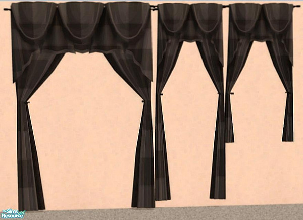 Sims 2 — NK Plaid Inspired Curtains - Dark Grey by MoMama — Dark Grey plaid curtains for your long and short windows.