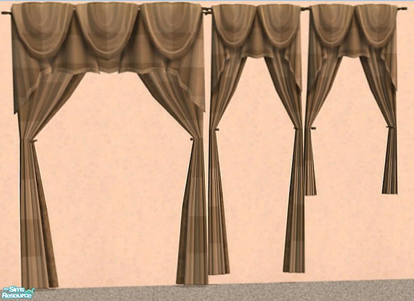 Sims 2 — NK Plaid Inspired Curtains - Brown by MoMama — Brown plaid curtains for your long and short windows.