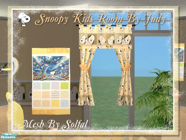 Sims 2 — Judy Snoopy Kids Room - Curtain by judyhugsnoopy — Recolor Solfal X'mas curtain. You must need to download the