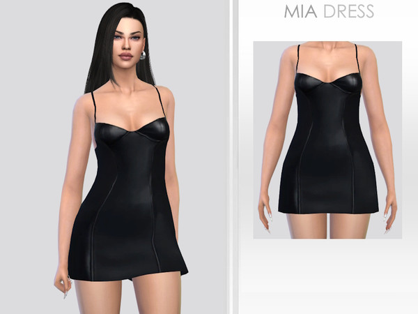 Sims 4 — Mia Dress by Puresim — Leather Dress for female sims