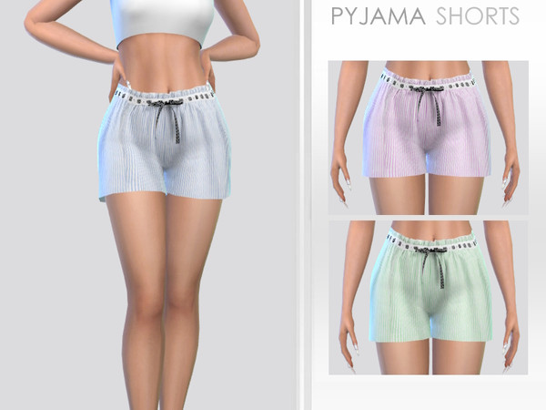 Sims 4 — Pyjama Shorts by Puresim — Shorts for female sims in 3 swatches