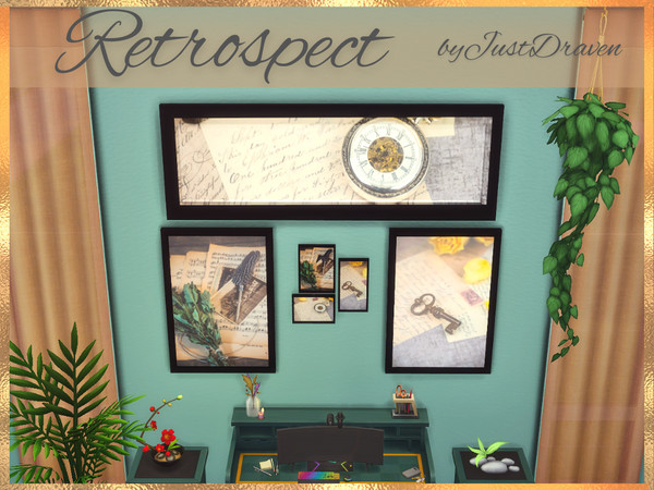 Sims 4 — JustDraven Retrospect Landscape by Draven298 — A collection of cozy, writer's vibe, paintings in neutral colors