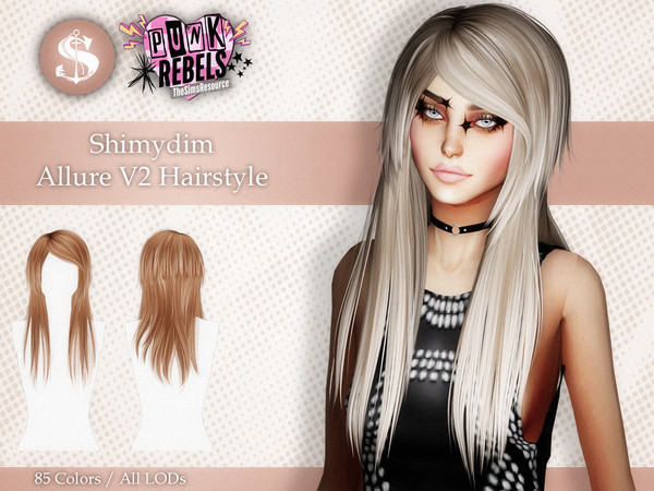 Sims 4 — Allure V2 Hairstyle by Shimydimsims — Hi I hope you will like this hair, it's a long straight punk hair.