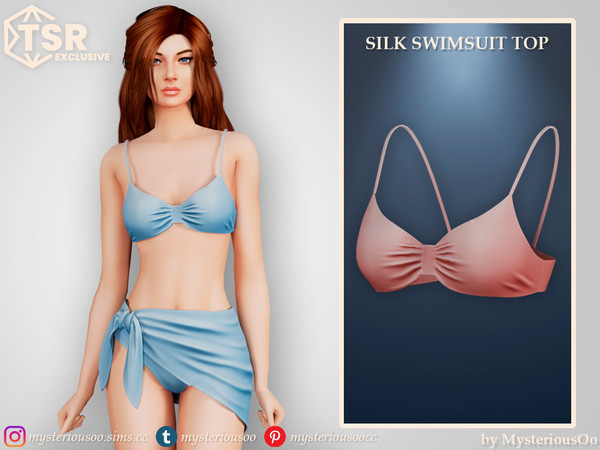Sims 4 — Silk swimsuit top by MysteriousOo — Silk swimsuit top in 8 colors