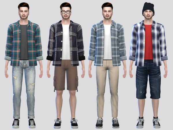 Sims 4 — Mid Rolled-Up Shirt by McLayneSims — TSR EXCLUSIVE