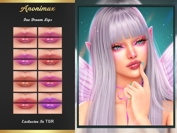 Sims 4 — Fae Dream Lips by Anonimux_Simmer — - 8 Swatches
