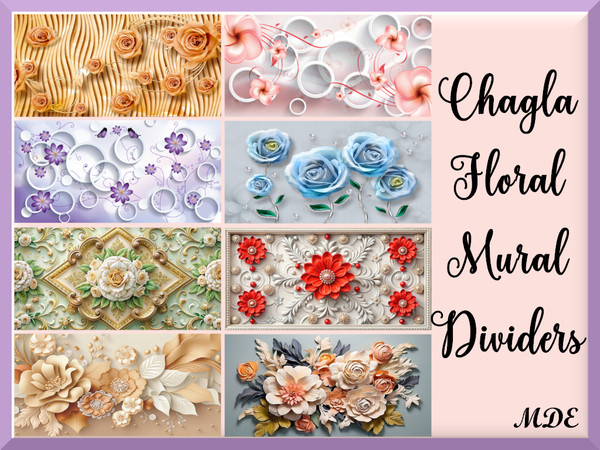 Sims 4 — Chagla Floral Mural Dividers by MDE — Why have the murals only on walls? Now wall murals are available as