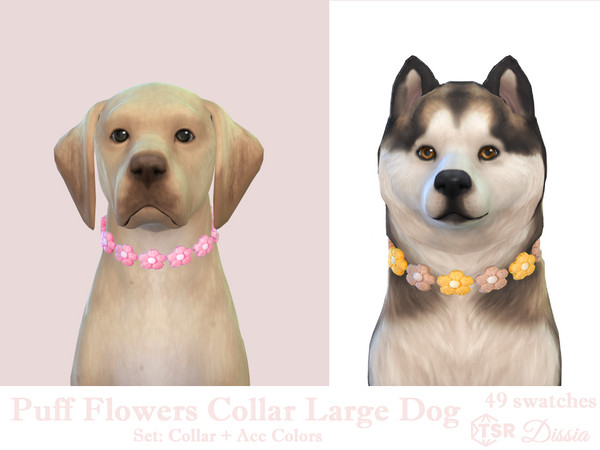 Sims 4 — Puff Flowers Collar Colors (Dress Category) by Dissia — Cute crochet puff flower collar for large dog