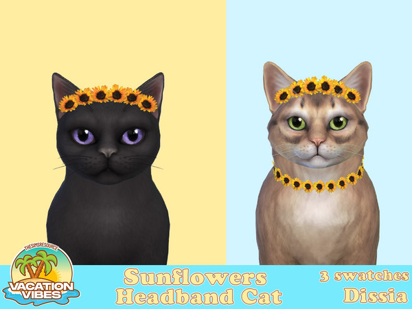 Sims 4 — Sunflowers Headband Cats by Dissia — Little sunflowers headband for your cat