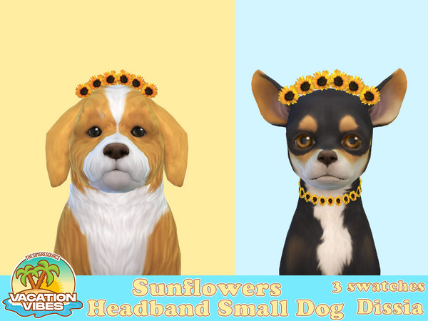 Sims 4 — Sunflowers Headband Small Dogs by Dissia — Little sunflowers headband for your small dog