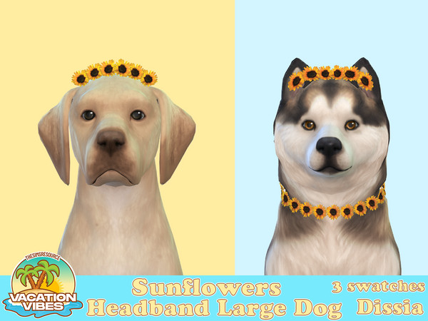 Sims 4 — Sunflowers Headband Large Dogs by Dissia — Little sunflowers headband for your large dog