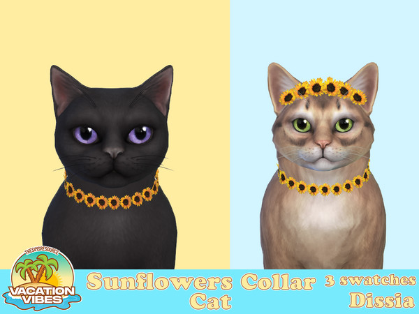 Sims 4 — Sunflowers Collar Cats by Dissia — Little sunflowers collar for your cat