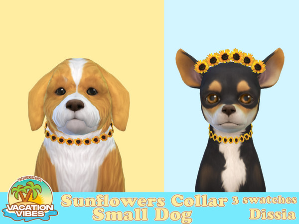Sims 4 — Sunflowers Collar Small Dogs by Dissia — Little sunflowers collar for your small dog
