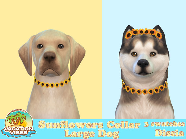 Sims 4 — Sunflowers Collar Large Dogs by Dissia — Little sunflowers collar for your large dog