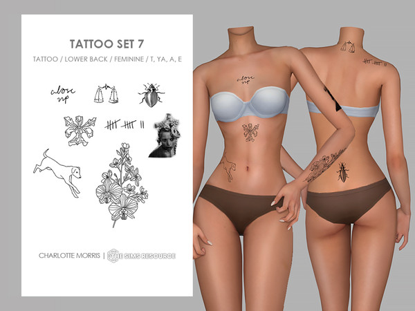 Sims 4 — Tattoo Set 7 by Charlotte_Morris — Skin Details - Tattoos