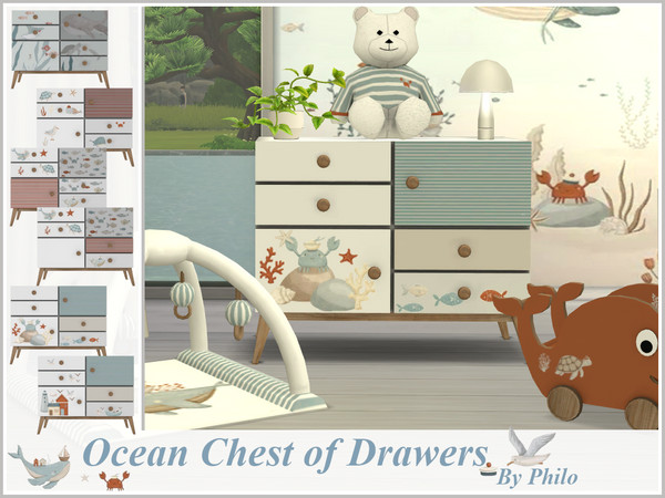 Sims 4 — Philo_Ocean Dream Chest of Drawers by philo — Why not decorate your nursery with furnitures picturing whales,