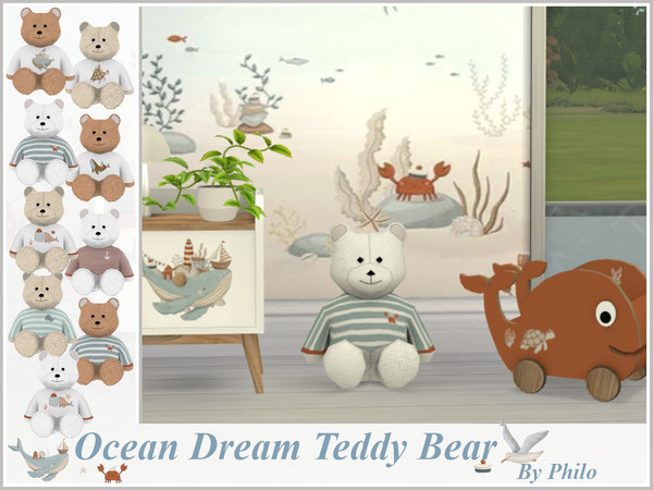 Sims 4 — Philo_Ocean Dream Teddy Bear by philo — Why not decorate your nursery with furnitures picturing whales, sea