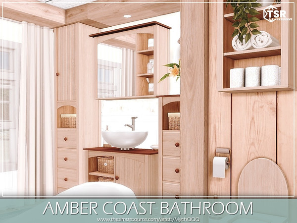 Sims 4 — Amber Coast Bathroom by MychQQQ — Value: $ 7,902
