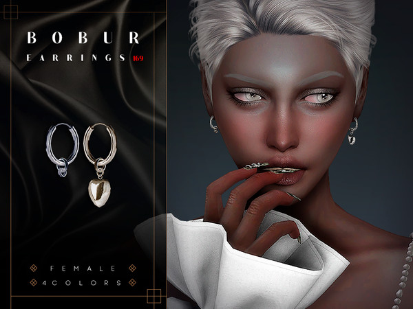 Sims 4 — Earrings with pendant by Bobur2 — Earrings with a heart pendant for female 4 colors I hope you like it