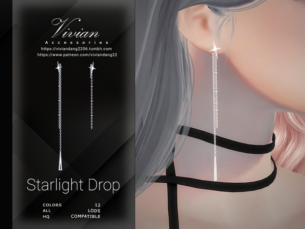 Sims 4 — StarlightDrop - Earing by VivianDang — - All new meshes
