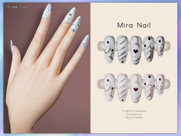 Sims 4 — Mira Nail by VELYSEA — -Fingernail category -HQ comatble -15 swatches