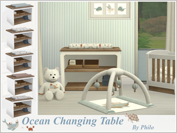 Sims 4 — Philo_Ocean Dream Changing Table by philo — Why not decorate your nursery with furnitures picturing whales, sea