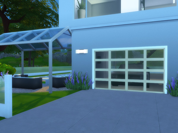 Sims 4 — Garage Doors Modern Wood with Glass by Angela — Garage Doors set, Modern Maplewood door with Glass parts. Deco