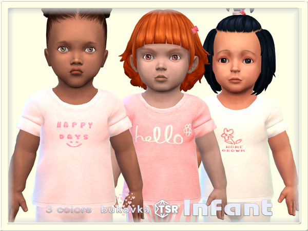 Sims 4 — Shirt Happy Days by bukovka — Cute T-shirt for infant girls only in 3 color options. Installed independently,