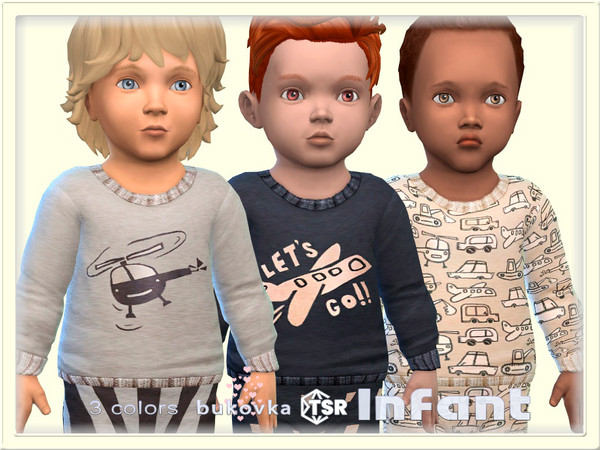 Sims 4 — Shirt Transport by bukovka — Cute sweater for infant boys only in 3 color options. Installed independently, all