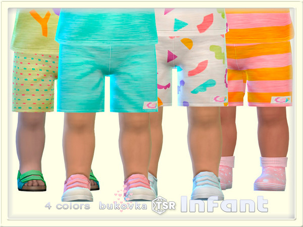 Sims 4 — Shorts Hey by bukovka — Stylish shorts for infant girls only in 4 color options. Installed independently, all